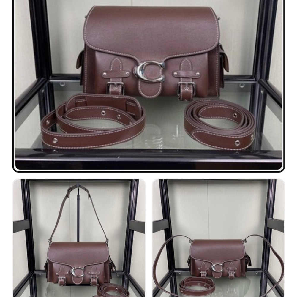 Coach Brown Leather Saddle Bag with Silver Hardware
